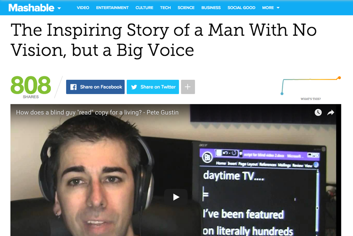 Mashable.com - Pete Gustin Article